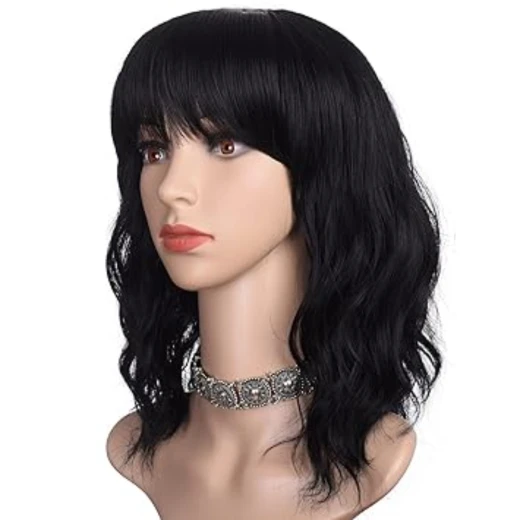 باروكة شعر أسود قصير مموج  من كاي كوستيومز - K Costumes - Image 2