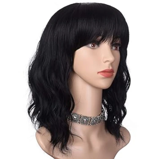 باروكة شعر أسود قصير مموج  من كاي كوستيومز - K Costumes - Image 3
