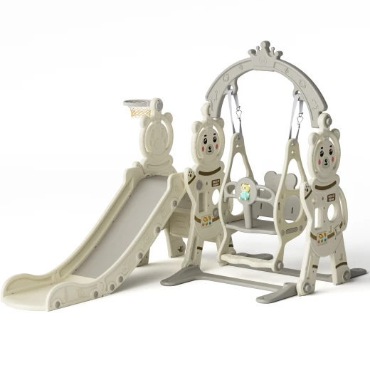 Eduplay, Bear Slide and Swing Playset in Grey with Safety Seat and Stable Base for Toddlers Age 1 to 3 Indoor Home Use Eduplay, Bear Slide and Swing Playset in Grey with Safety Seat and Stable Base for Toddlers Age 1 to 3 Indoor Home Use
