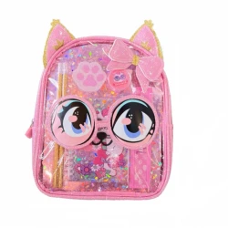 VEST, Holographic Backpack Stationery Combo Iridescent Design with Notebook Pencils Eraser Sharpener Scale Stylish Gift for School and Everyday Use