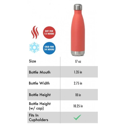 Cool Gear, Stainless Steel Water Bottle, Pink, 17 oz - Cool Gear - Image 5
