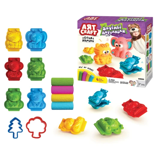 Art Craft , 3D Animals Play Dough Set , 4 pcs , 200 gr - Art Craft - Image 2