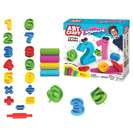 Art Craft , 3D Numbers Play Dough Set , 4 pcs , 200 gm - Art Craft - Image 2