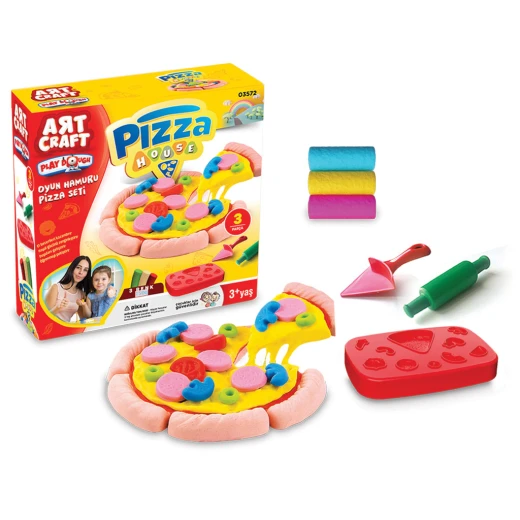 Art Craft , Pizza Play Dough Set , 3 Colors , 150 gr - Art Craft - Image 2
