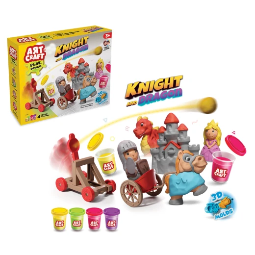 Art Craft, Knight and Dragon Play Dough Set 280g for Creative Play, Imagination Development, Sensory Enhancement and Manual Skill Learning for Kids - Art Craft - Image 2
