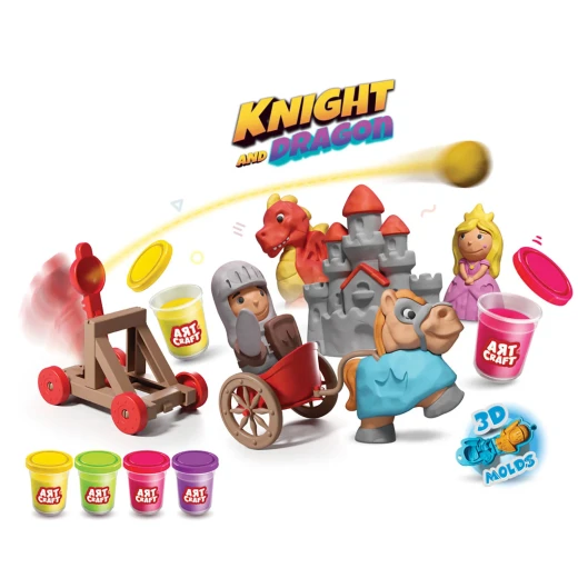 Art Craft, Knight and Dragon Play Dough Set 280g for Creative Play, Imagination Development, Sensory Enhancement and Manual Skill Learning for Kids - Art Craft - Image 3