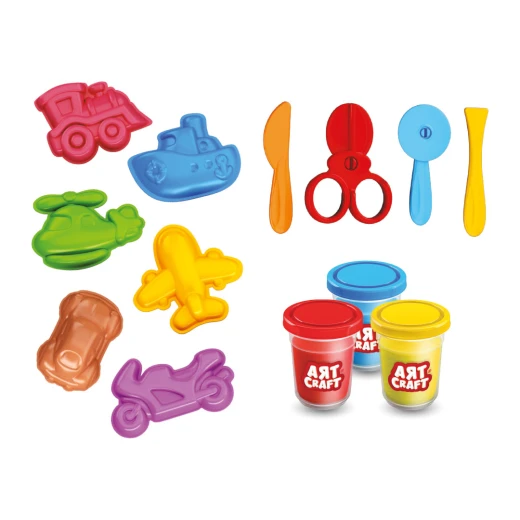 Art Craft, Travel Vehicle Play Dough Set 168 Gr for Creative Play, Motor Skill Development, Imagination Stimulation, Dough Molds and Natural Play Dough Fun for Kids - Art Craft - Image 2