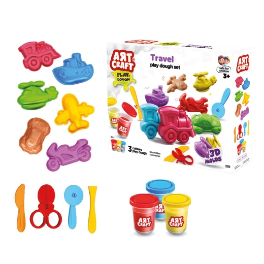 Art Craft, Travel Vehicle Play Dough Set 168 Gr for Creative Play, Motor Skill Development, Imagination Stimulation, Dough Molds and Natural Play Dough Fun for Kids - Art Craft - Image 3
