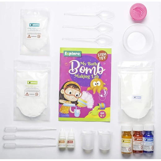 Play Craft, My Bath Bomb Making Lab for kids to create colorful scented bath bombs, enjoy fun educational experiments and learn simple chemistry with all included tools - Play Craft - Image 4