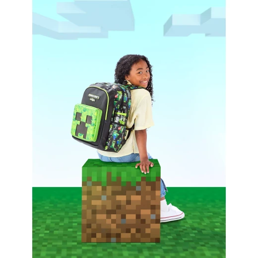 حقيبة ظهر ماينكرافت الكلاسيكية للأطفال حقيبة مدرسية مع جيب كريبر بارز وسحابات سيف 3 حجرات وحجرة لابتوب وحاملين للزجاجات عملية وأنيقة من سميغل - Smiggle - Image 7