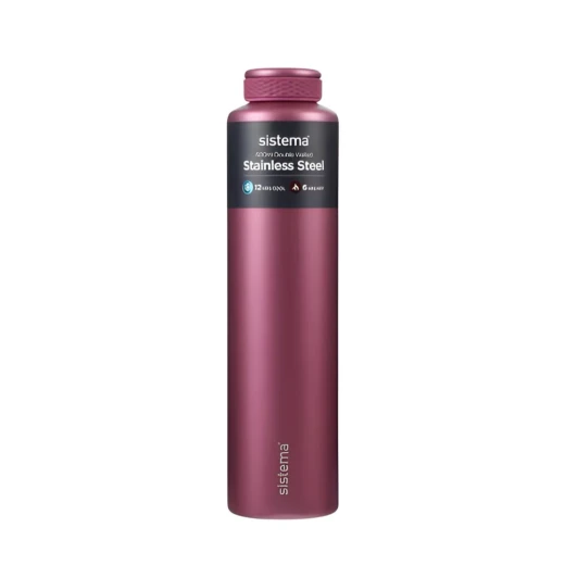 Sistema, Chic Stainless Steel Bottle, Red, 600 ml - Sistema - Image 2