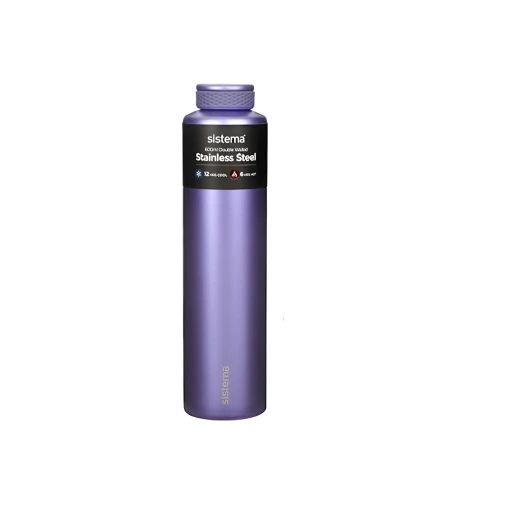 Sistema, Chic Stainless Steel Bottle, Purple, 600 ml Sistema, Chic Stainless Steel Bottle, Purple, 600 ml