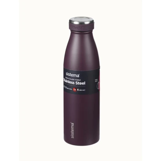 Sistema, Stainless Steel Bottle, Midnight Plum, 500 ml - Sistema - Image 2
