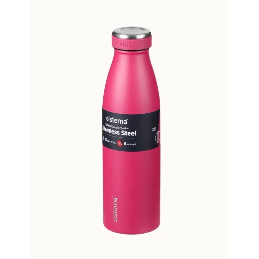 Sistema, Stainless Steel Bottle, Ruby, 500 ml - Sistema - Image 2