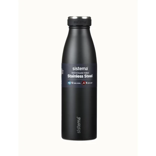 Sistema, Stainless Steel Bottle, Black, 500 ml Sistema, Stainless Steel Bottle, Black, 500 ml