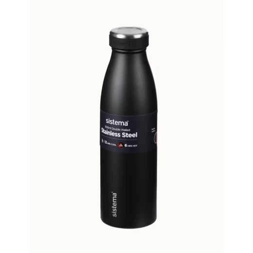 Sistema, Stainless Steel Bottle, Black, 500 ml - Sistema - Image 3