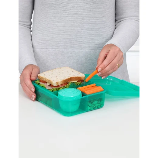 Sistema, Bento Colored Lunch Box with Yogurt Pot, Green, 1.65 L - Sistema - Image 2