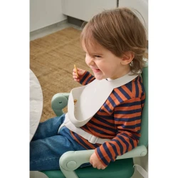 Chicco Silicone Bib With Crumble Catcher Grey