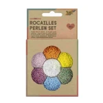 طقم خرز روكاي 90 جرام خرز زجاجي مع 3 خيوط نايلون (1 متر)، و3 حلقات وإبزيمات ذهبية طقم صنع الإكسسوارات اليدوي للأساور والقلائد وسلاسل المفاتيح والأعمال اليدوية من فوليا - فوليا