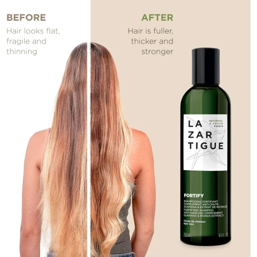Lazartigue Fortify Anto Hair loss Densifying Shampoo, Enriched with Guarana and Ricinus, Strengthens Fragile Hair, Stronger Appearance, Perfect for Everyday Usage, Vegan, Lemon, 250ML - Lazartigue - Image 3