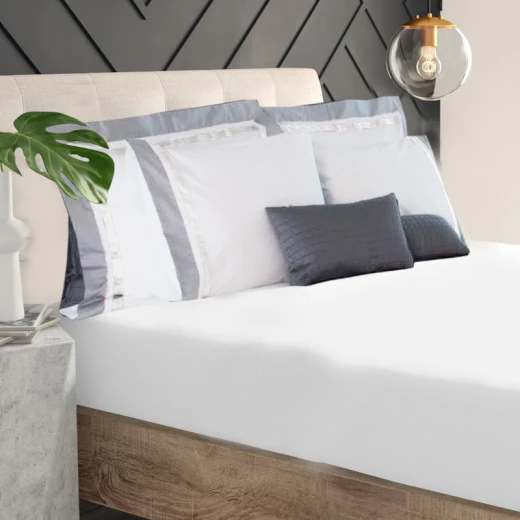 Givi Lulu Brompton 3-Piece Queen-Size Fitted Sheet Set - White & Taupe - Givi Lulu - Image 2