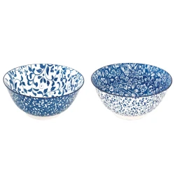 Easy Life Tapestry 2-Piece 15cm Bowl Set in Box - Blue & White