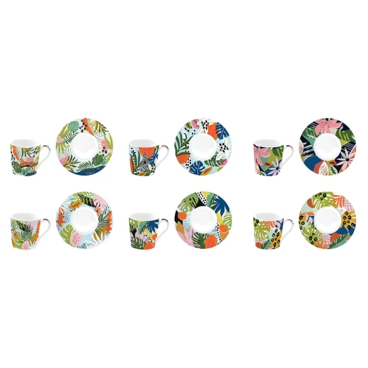 طقم فناجين قهوة 12 قطعة 100 مل بعلبة من Easy Life Tropical Vibes - ألوان متعددة - ايزي  لايف - Image 2