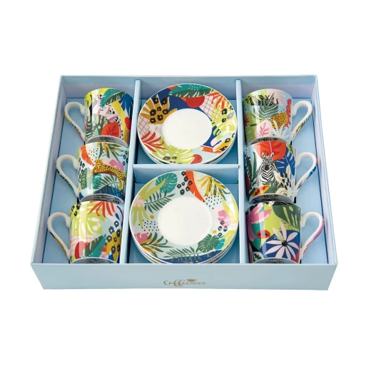 طقم فناجين قهوة 12 قطعة 100 مل بعلبة من Easy Life Tropical Vibes - ألوان متعددة - ايزي  لايف - Image 3