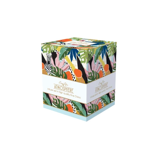 طقم كوب بمصفاة وغطاء 350 مل بعلبة من Easy Life Tropical Vibes - ألوان متعددة - ايزي  لايف - Image 3