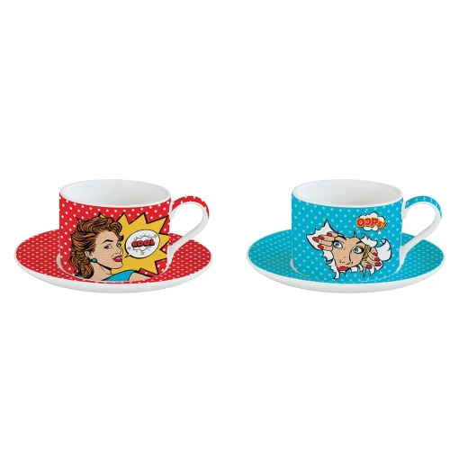 طقم فناجين شاي 4 قطع 240 مل بعلبة من Easy Life Pop Art - ألوان متعددة - ايزي  لايف - Image 2