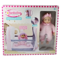 Bambolina Deluxe Back Pack – Baby Doll with Convertible Travel Bed, Suitable for Ages 3 & Up