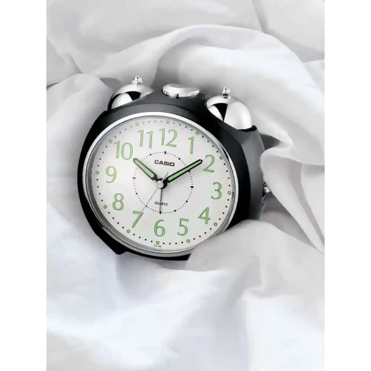 ساعة منبّه صغيرة من كاسيو TQ-369-1DF ,تصميم مدمج للسفر أو المنزل, شاشة واضحة, منبه دقيق, بطارية مشمولة, لون أسود - كاسيو - Image 2