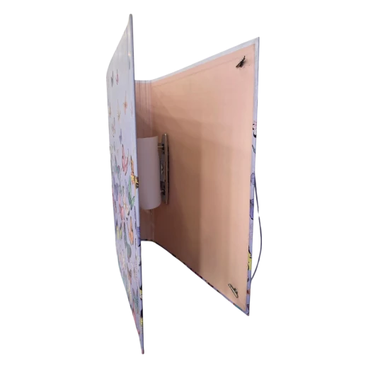 كلاسور بلاستيكي بحلقتين معدنيتين مقاس 4 – لون بنفسجي فاتح برسومات فراشات – تصميم أنثوي - اس ستيشنري - Image 2