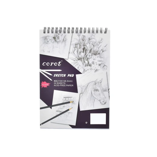 دفتر رسم- A5 (24 ورقة)، ورق خالي من الأحماض، تصميم حلزوني، وزن الورق 160 جرام/م²، مثالي للرسم المحمول والمشاريع الصغيرة من كوروت دفتر رسم- A5 (24 ورقة)، ورق خالي من الأحماض، تصميم حلزوني، وزن الورق 160 جرام/م²، مثالي للرسم المحمول والمشاريع الصغيرة من كوروت