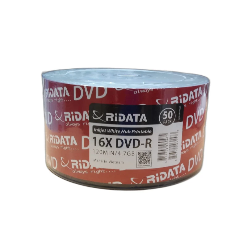 قرص DVD-R سعة 4.7 جيجابايت 120 دقيقة سرعة 16X سطح قابل للطباعة بالحبر قرص عالي الجودة لتخزين الفيديو والبيانات صناعة فيتنام من ريداتا - ريداتا
