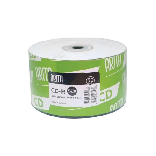 قرص CD-R بسعة 700 ميجابايت، سرعة 52X، مدة 80 دقيقة قرص قابل للتسجيل للبيانات والموسيقى والفيديو صنع في فيتنام من اريتا قرص CD-R بسعة 700 ميجابايت، سرعة 52X، مدة 80 دقيقة قرص قابل للتسجيل للبيانات والموسيقى والفيديو صنع في فيتنام من اريتا