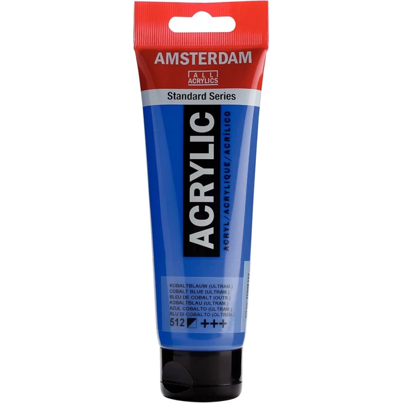 Amsterdam Acrylic Paint Cobalt Blue Ultramarine, 120 ml Opaque Acrylic Paint with Strong Coverage Vibrant Color Standard Series For Canvas, Paper & Wood - Amsterdam