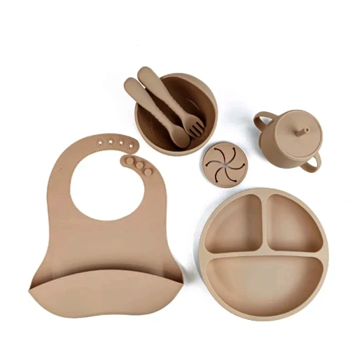 Ozey Silicone Baby Feeding Set Milk Tea - OZEY - Image 5