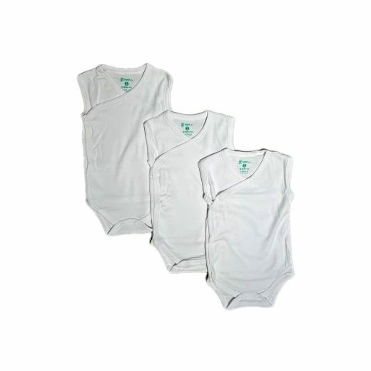 Habi Life Sleeveless Bodysuits, 3 Pack, White (6-9 m) - Habi Life - Image 2