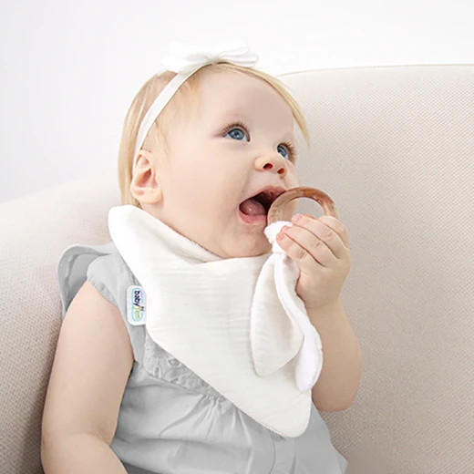 Babyjem Muslin Bib With Teether Ecru - BabyJem - Image 3