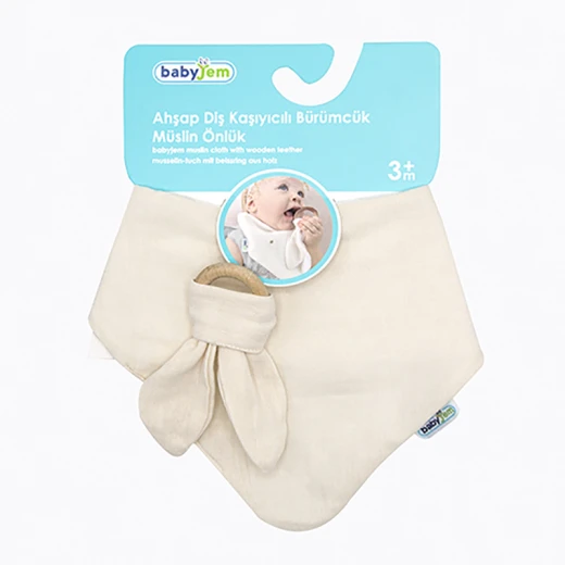 Babyjem Muslin Bib With Teether Ecru - BabyJem - Image 8
