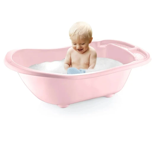 Babyjem Large Baby Bath Tub with Drain Soft & Safe Design, Pink For Newborns to 36 Months, 25kg Capacity, Non-Toxic Material - BabyJem - Image 2