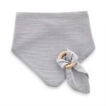 Babyjem Muslin Bib With Teether Grey - BabyJem