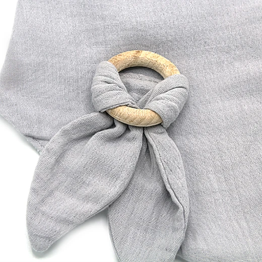 Babyjem Muslin Bib With Teether Grey - BabyJem - Image 4