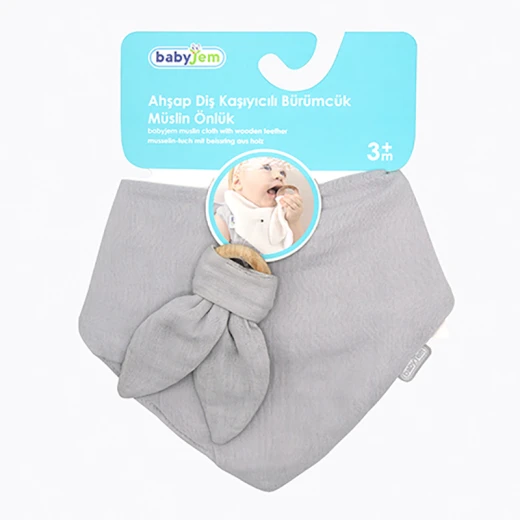 Babyjem Muslin Bib With Teether Grey - BabyJem - Image 7