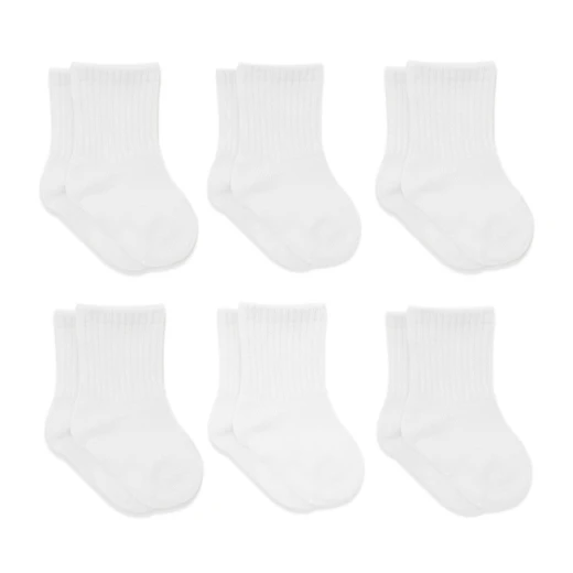جوارب مسطحة ممشطة، (12-24 شهر) أبيض 6 أزواج من بيستايل - BiOrganic - Image 2