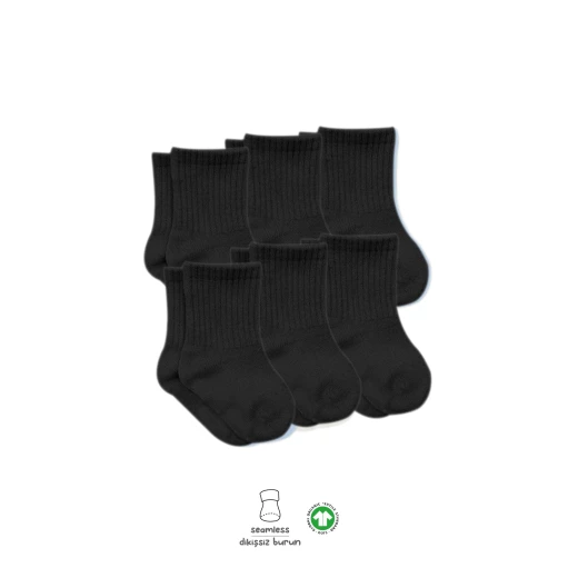 جوارب مسطحة ممشطة، (12-24 شهر) أسود 6 أزواج من بيستايل - BiOrganic - Image 4
