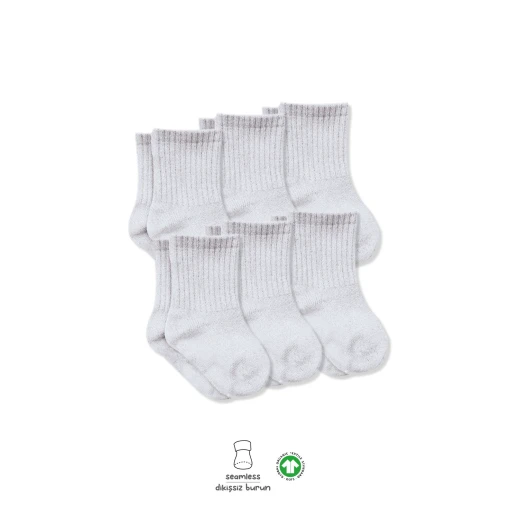 جوارب مسطحة ممشطة، 6 أزواج (12-24 شهر) رمادي من بيستايل - BiOrganic - Image 4