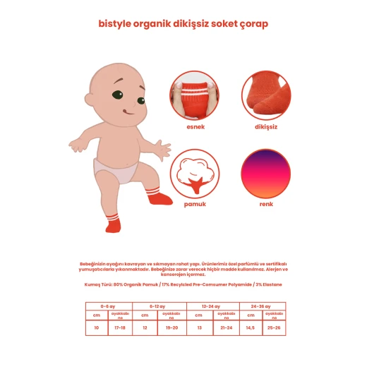 جوارب من بيستايل بحلقة دائرية، 6 أزواج، مقاس (6-12 شهر)، ملونة - BiOrganic - Image 3