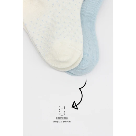 جوارب بيستايل العضوية الممشطة، زوجان (0-6 أشهر) أزرق - BiOrganic - Image 5